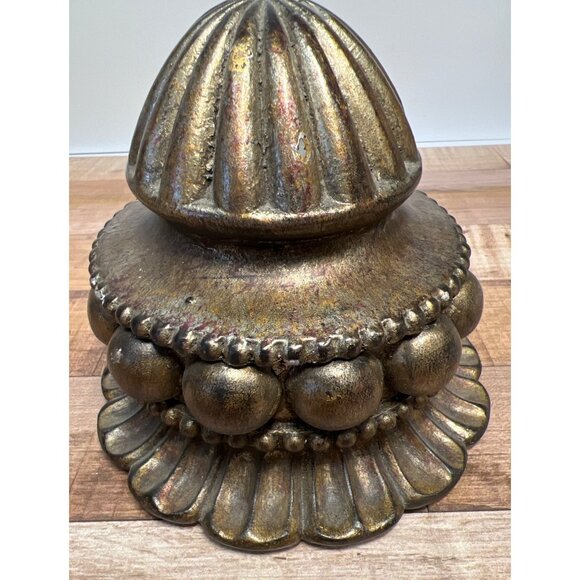 Vintage Gold-Toned Decorative Resin Lidded Jar With Ornate Design, Heavy - Picture 2 of 5